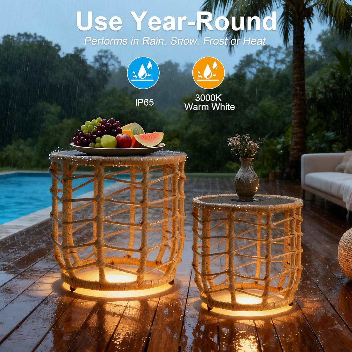 Solar Powered Outdoor LED Coffee Table